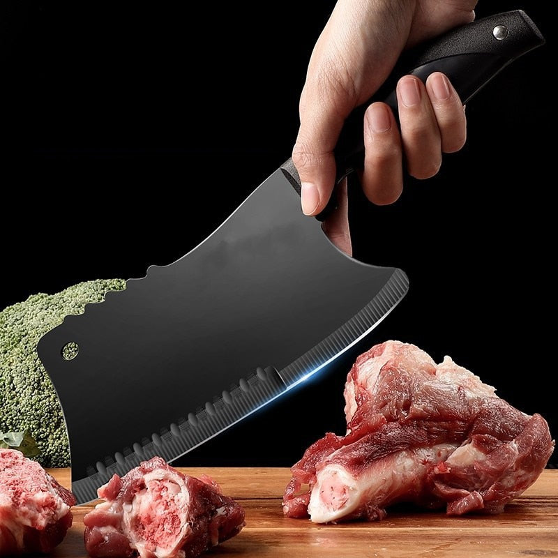 SharpChop - Black Blade Stainless Steel Butcher Knife