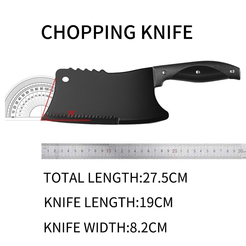 SharpChop - Black Blade Stainless Steel Butcher Knife