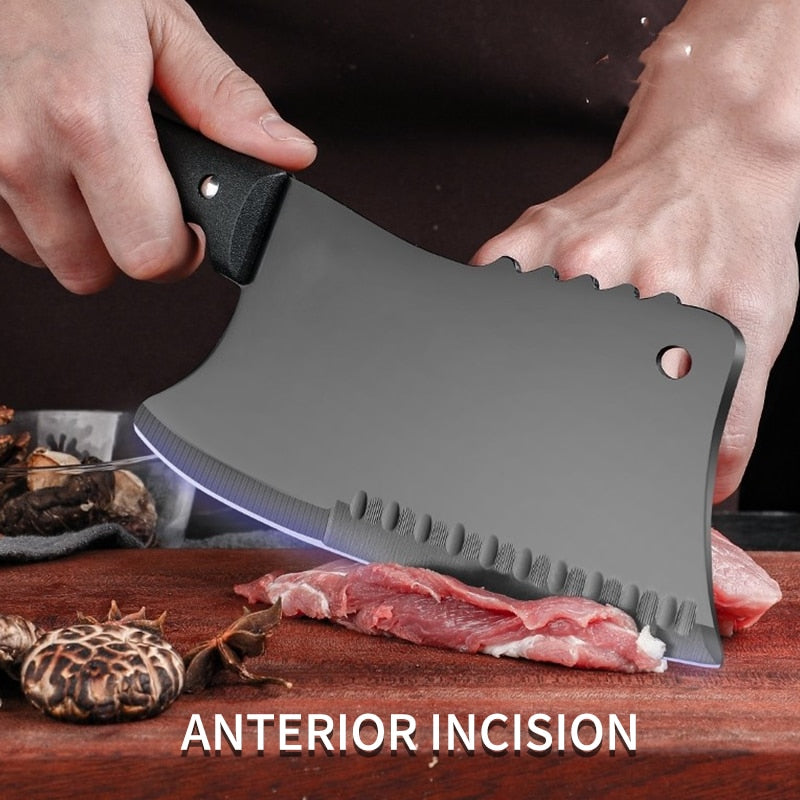 SharpChop - Black Blade Stainless Steel Butcher Knife