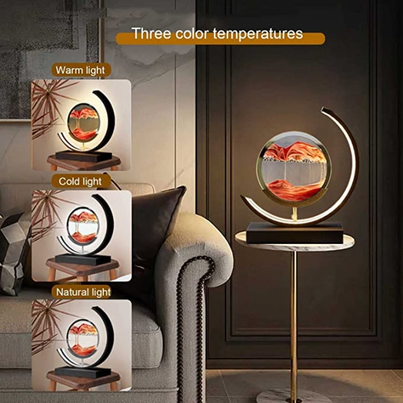 SandFlow - Creative Hourglass Decor - Led 3d Sahara Desert Moving Sand Art Sculpture