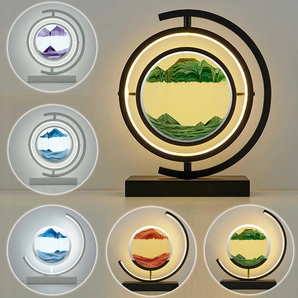 SandFlow - Creative Hourglass Decor - Led 3d Sahara Desert Moving Sand Art Sculpture