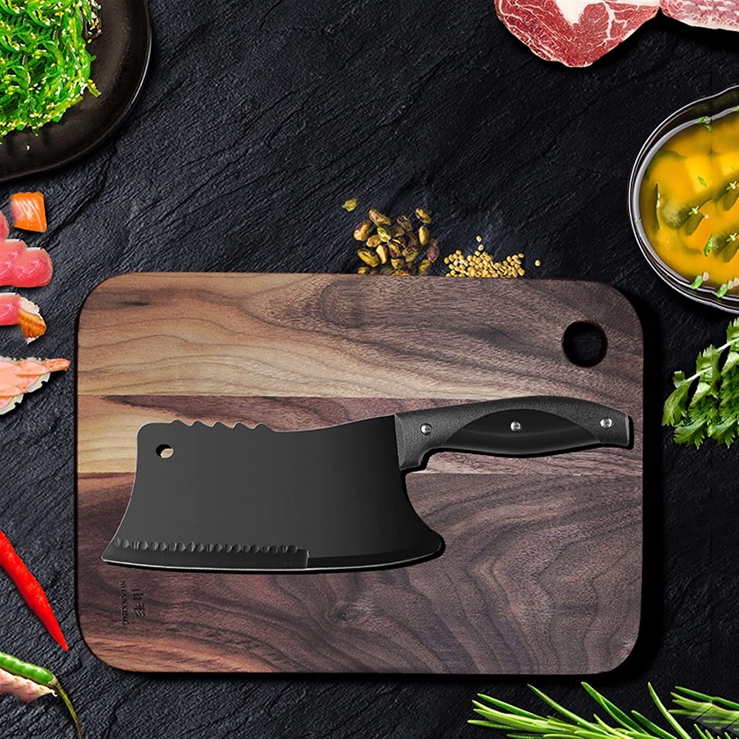 SharpChop - Black Blade Stainless Steel Butcher Knife